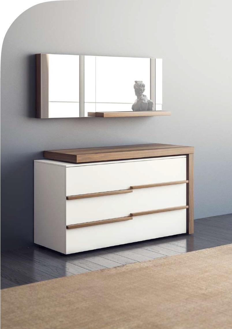 Weiße Luxus Kommode Mit Spiegel Modernes Walnuss Natur Design Neu