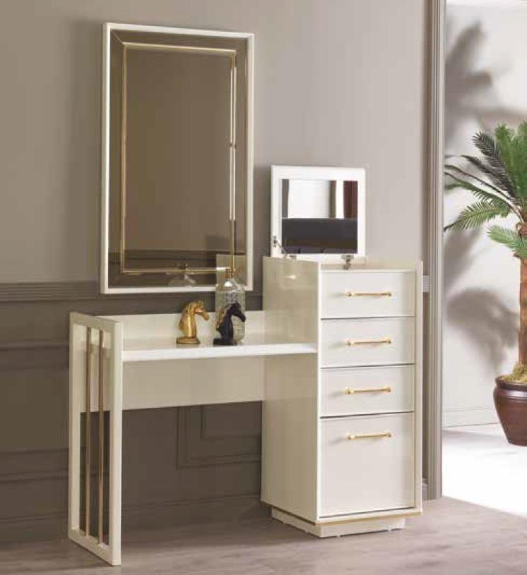 Schminktisch mit Spiegel Design Luxus Konsole Kommode Schlafzimmer