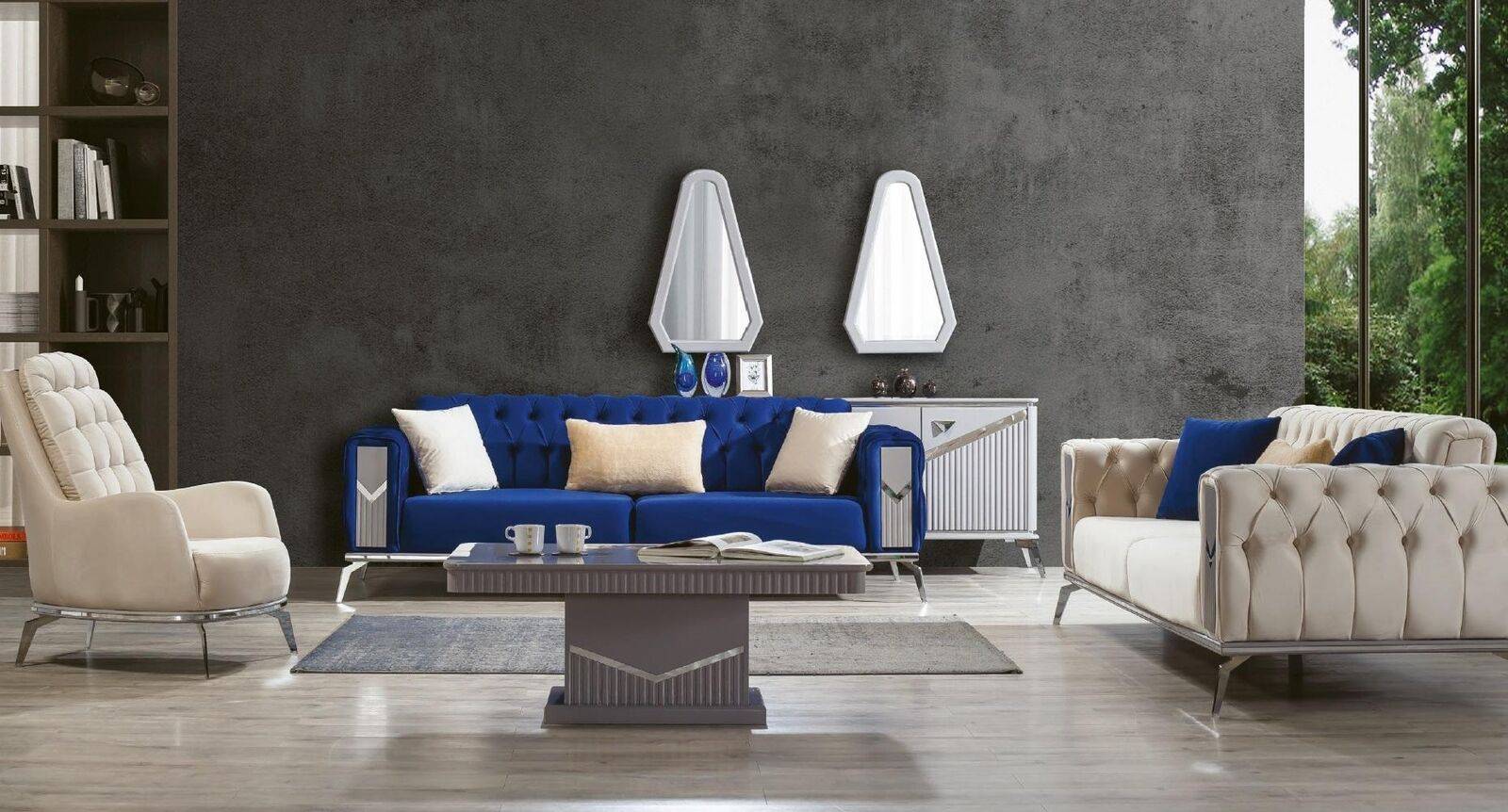 Sofagarnitur Couch Set Polster Möbel 3+3+1 Wohnzimmer 3tlg. Garnituren