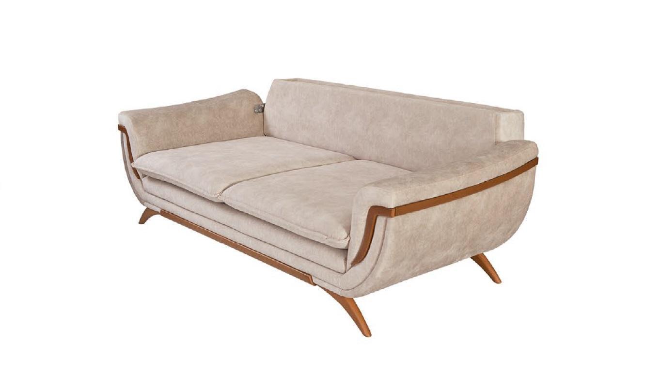 Designer Sofa 3-Sitzer Beiges Stoffsofa Sofapolster Sofas Textilien neu Sofa