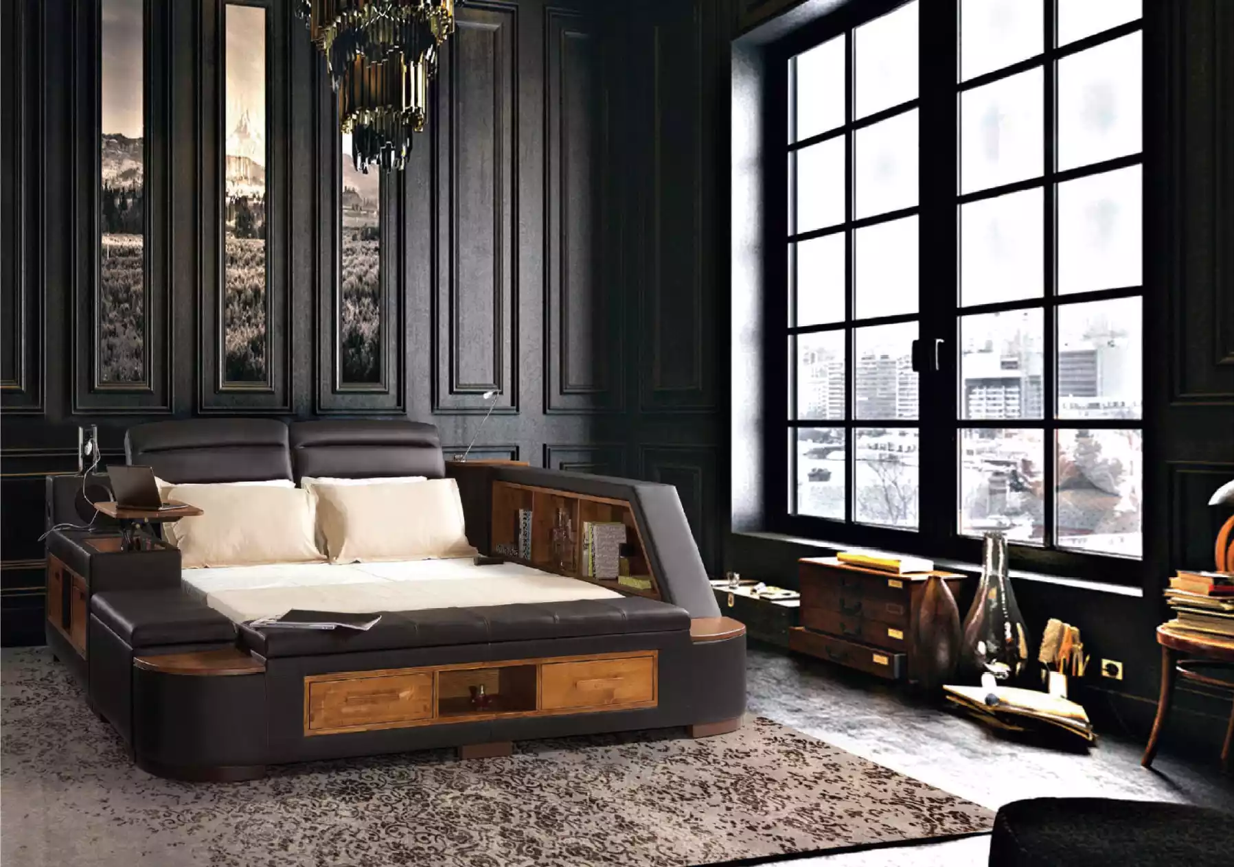 Multifunktion Bett Doppelbetten Modernes Bettgestell Betten Hotel Neu
