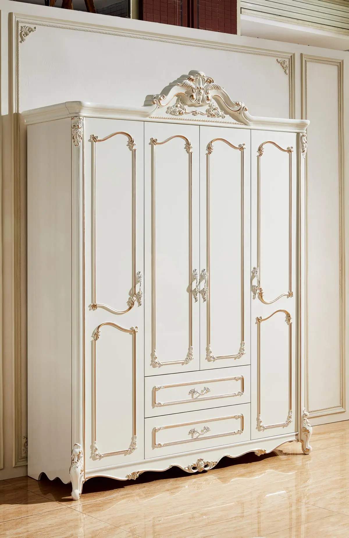 Kleiderschrank Weiß Elegantes Schlafzimmer Design Klassische Möbel Luxus