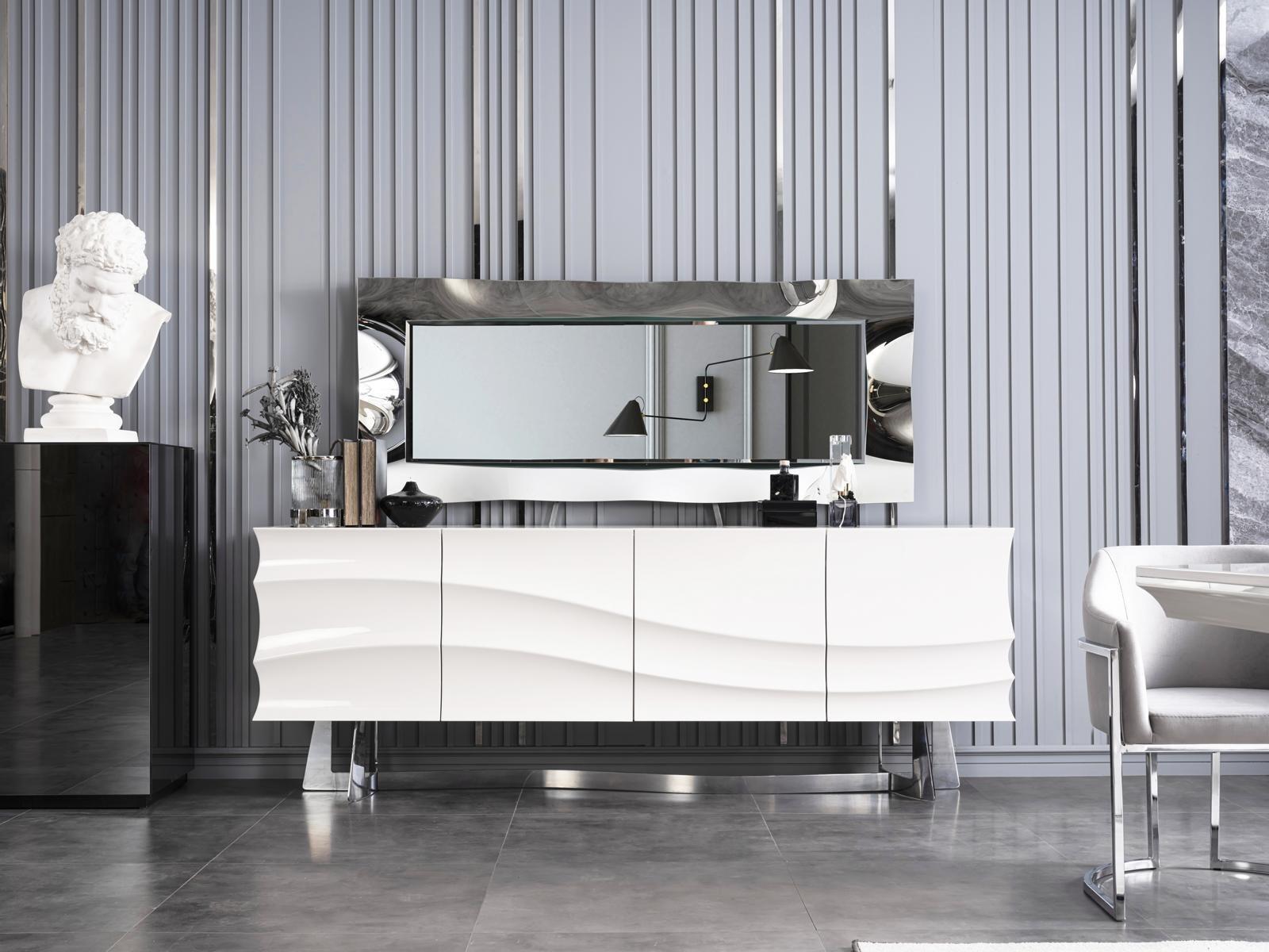 Sideboard + Spiegel Wohnzimmer Wohnmöbel Holz Schminktisch Kommode Neu