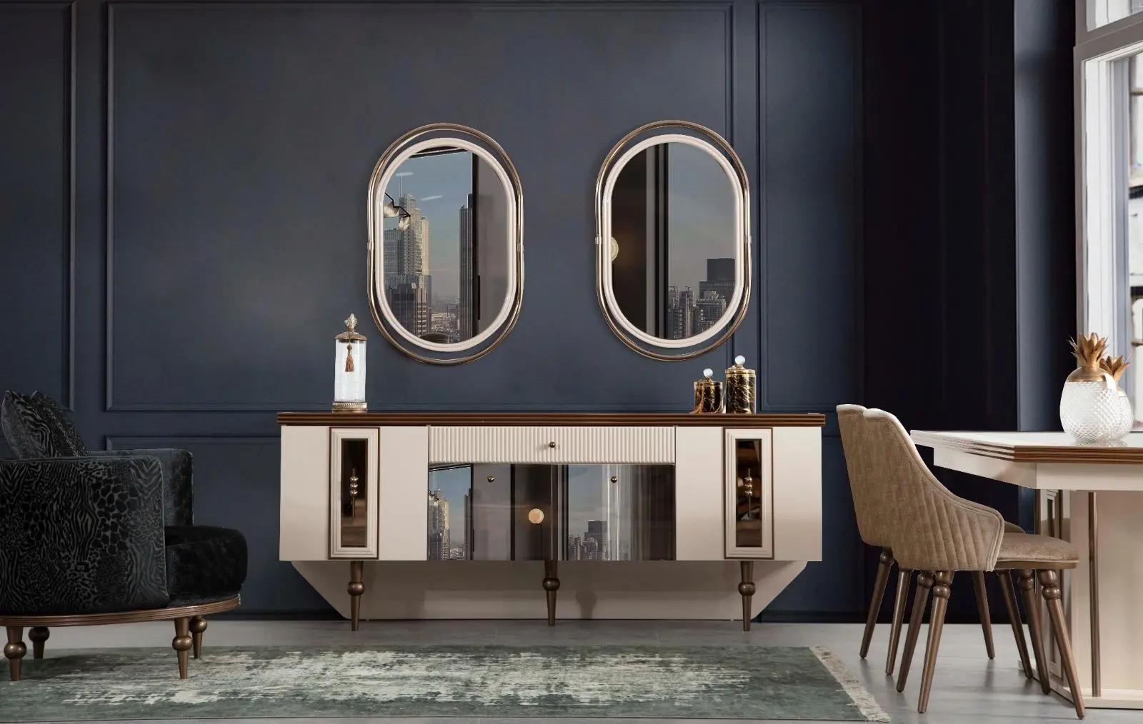 Sideboard Wohnzimmer Esszimmer Holz Metall Kommoden JV Möbel Beige