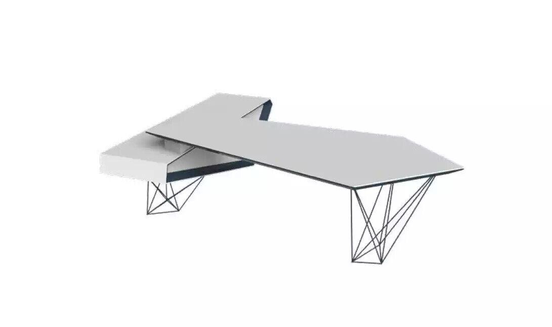 Eckschreibtisch Arbeits Schreib Büro Tisch Luxus Designer Möbel Weiß