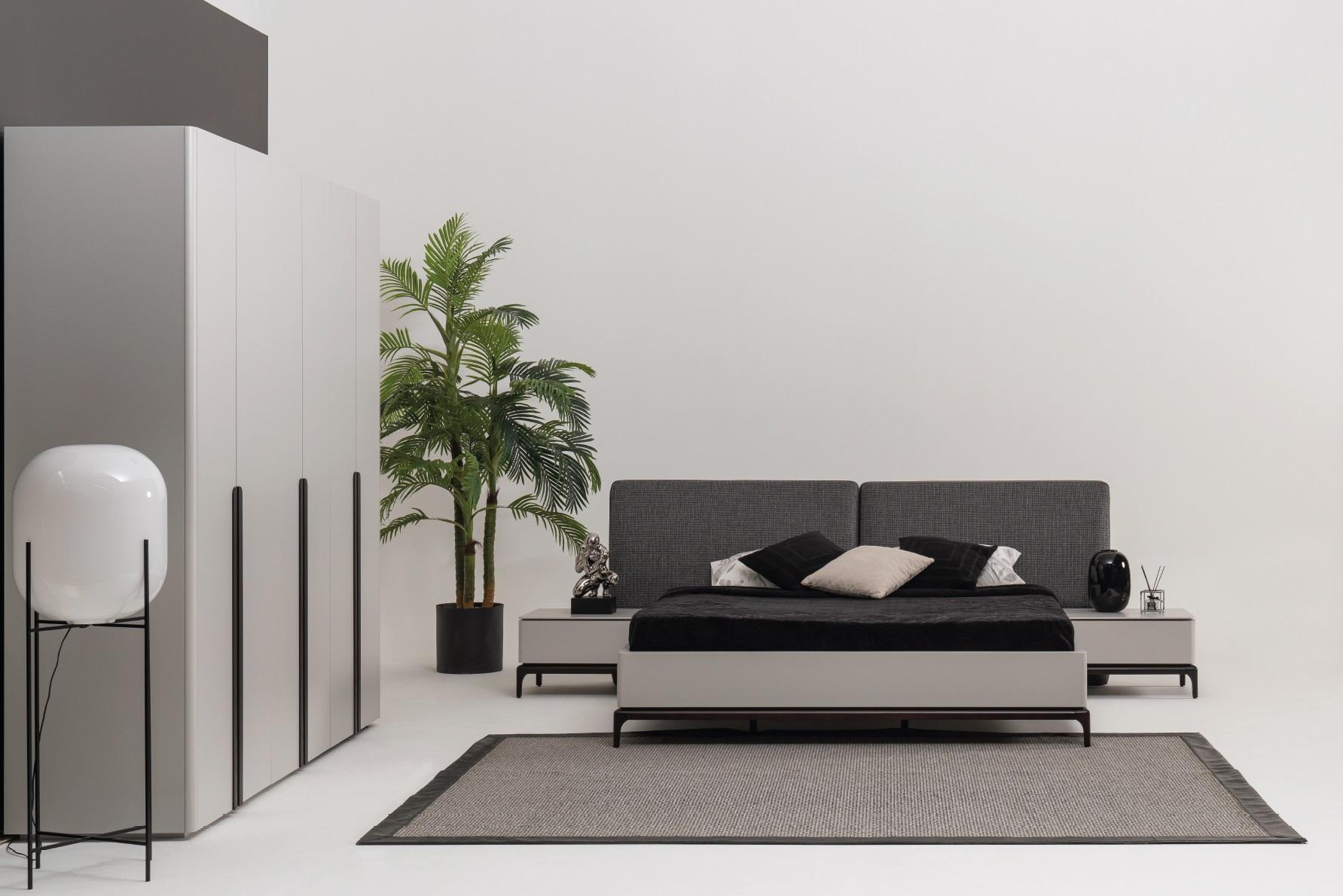 Luxus Doppel Hotel Betten Design Loft Bett Polster Holz Hellgrau