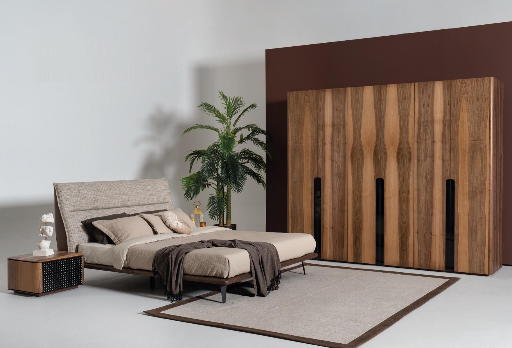 4tlg Design Schlafzimmer Set Bett Kleiderschrank 2x Nachttisch
