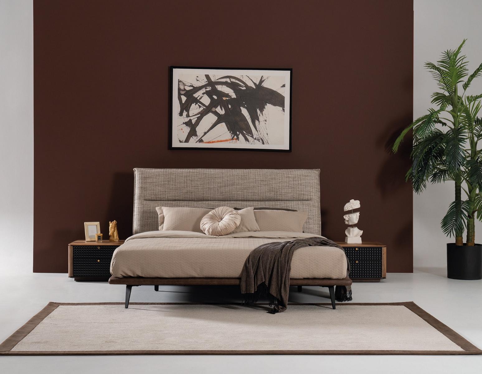3tlg Luxus Italienische Schlafzimmer Bett 2x Nachttisch Modern Stil