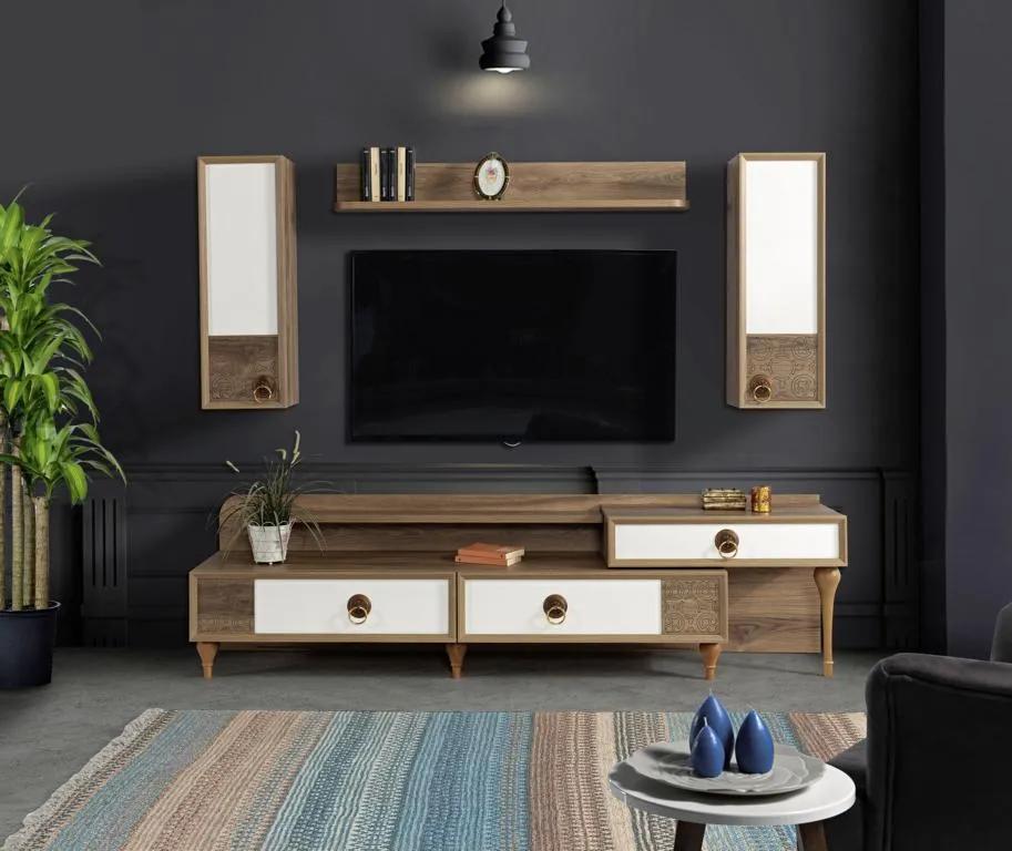 Wohnzimmer Wohnwand rtv Lowboard Holz Braun Möbel Fernseh Modern