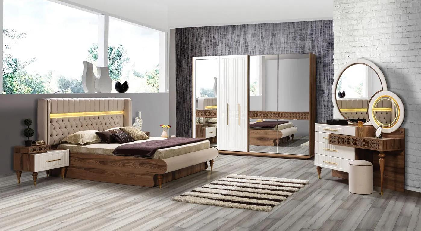 Schlafzimmer Bett 2x Nachttische 5tlg Set Komplett Design Luxus Möbel