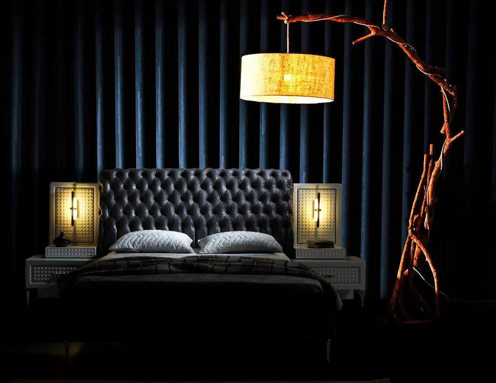 Chesterfield Schlafzimmer Komplett Bett 2x Nachttische Set Luxus 3tlg.