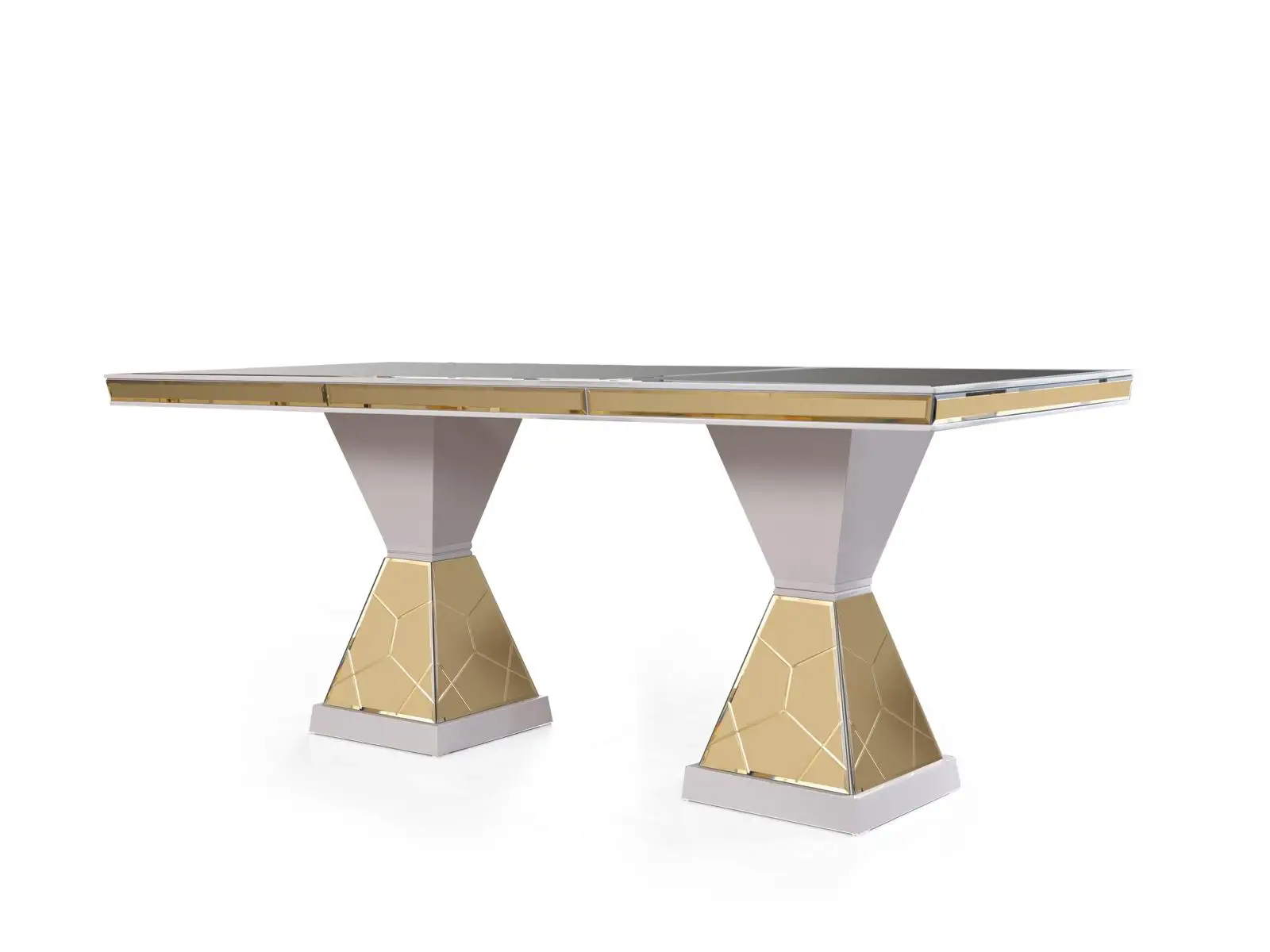 Luxus Design Esszimmer Esstisch Modern Tisch Edelstahl Glas Weiß