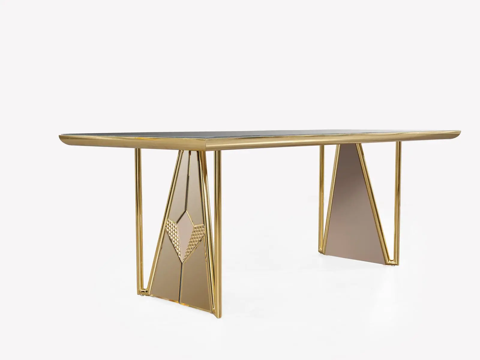 Luxus Esszimmer Tisch Glas 200x100 Design Möbel Glastisch Gold