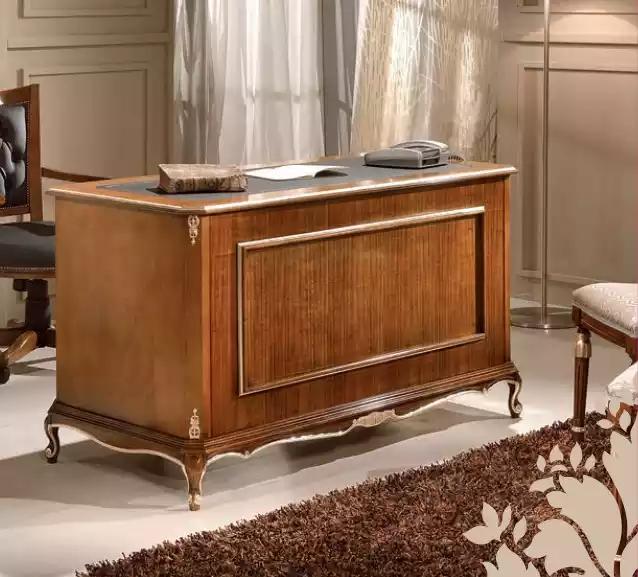 Schreibtisch brauner Holzschreibtisch Tisch Schubladen klassische Büromöbel