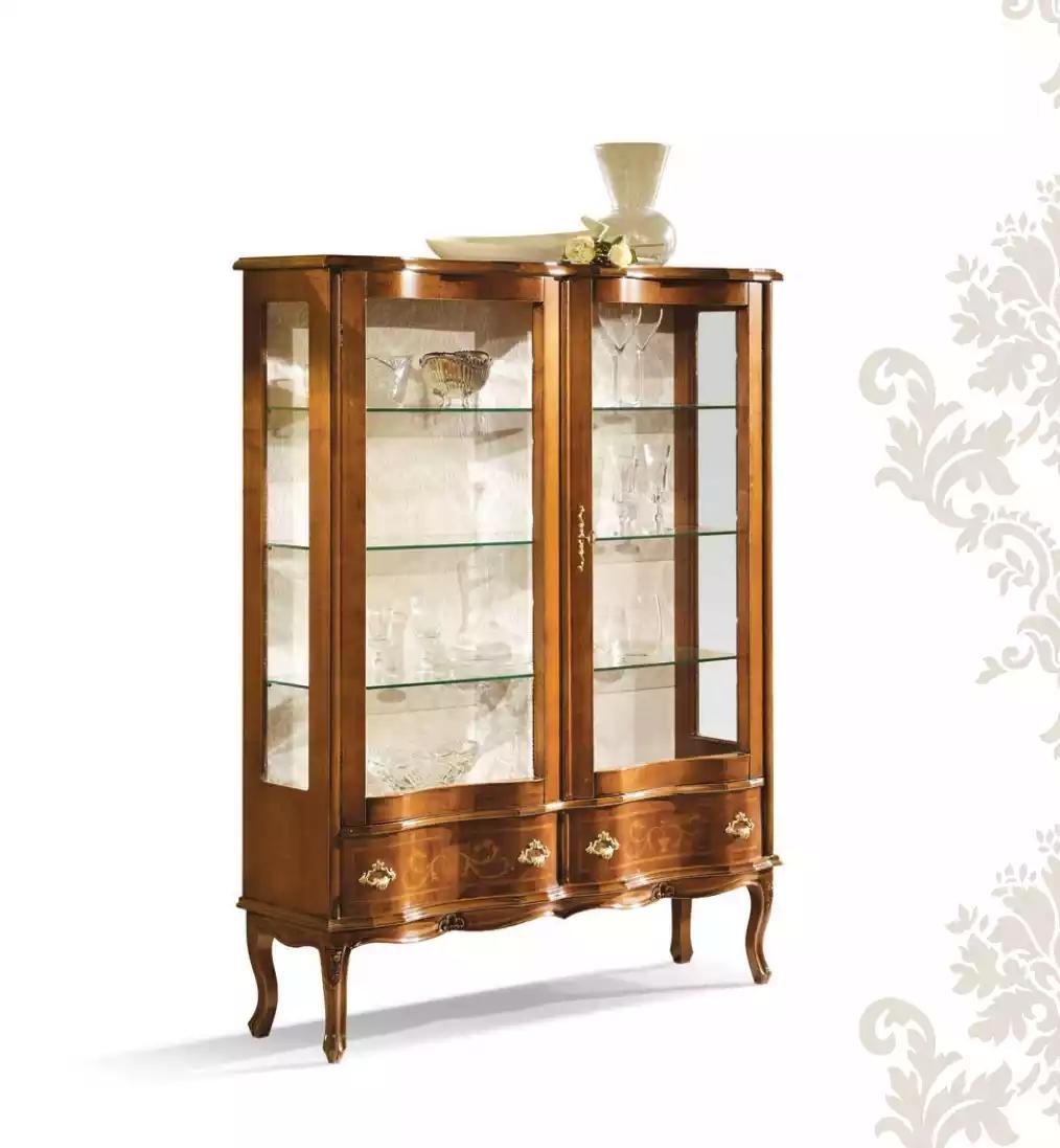 Hochwertige braune Holzvitrine mit Glasböden Klassische Möbel Vitrinen