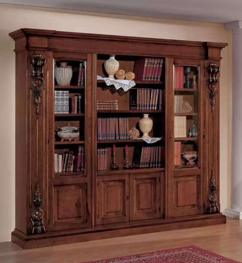Großes Braunes Bücherregal Luxus Vitrine Holzschrank Massivolz Möbel