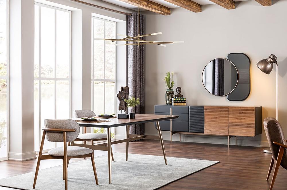Gruppe Esszimmer Esstisch Stühle Sideboard 8tlg Holz Tisch Braun Neu