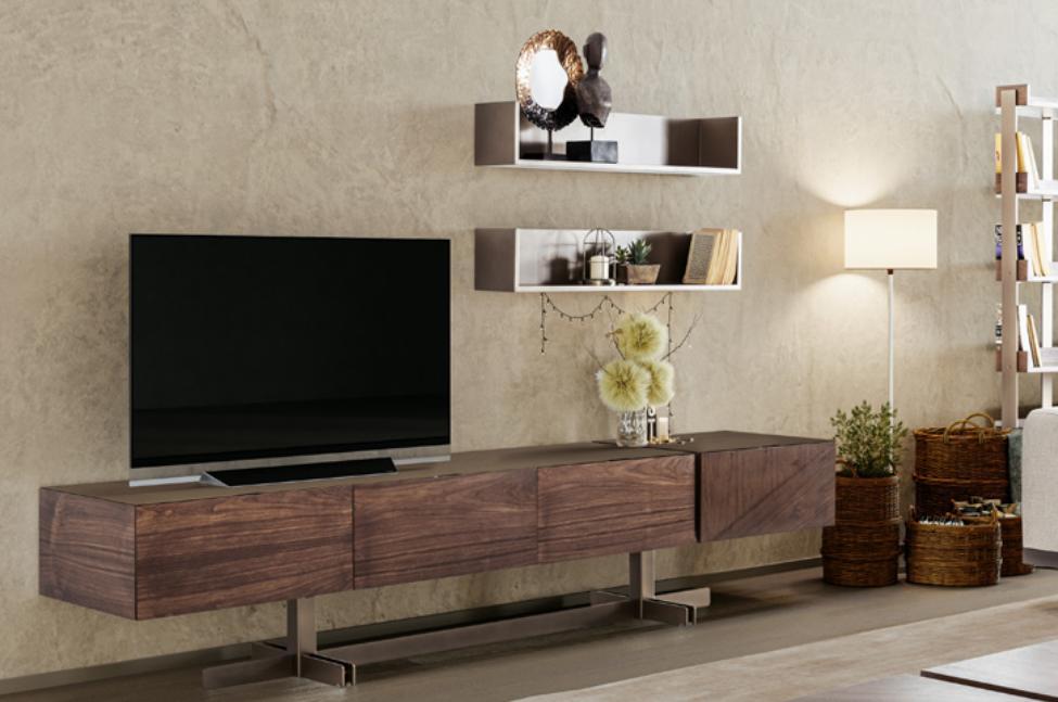 Moderne Wohnzimmermöbel Lowboard RTV Schrank Regal Holzmöbel Braun Neu