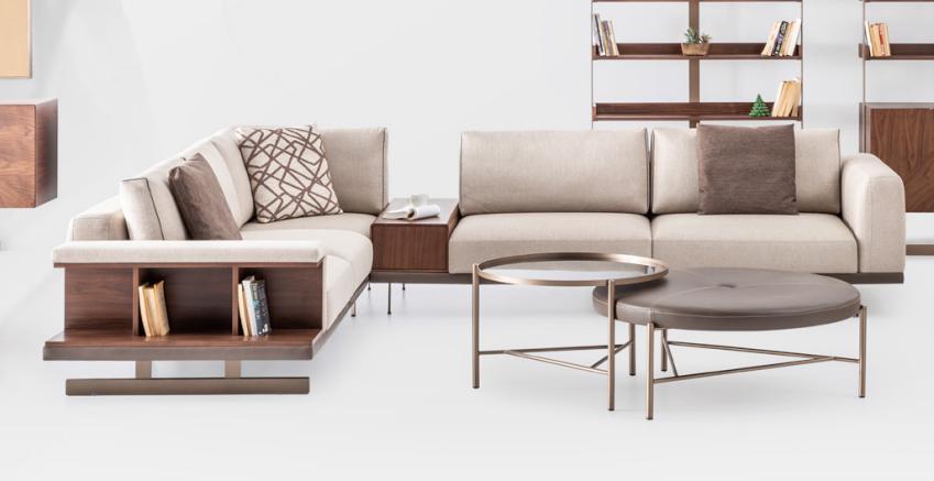 Modernes Beiges Ecksofa Luxus L-Form Couch Stoffsofas Wohnzimmermöbel
