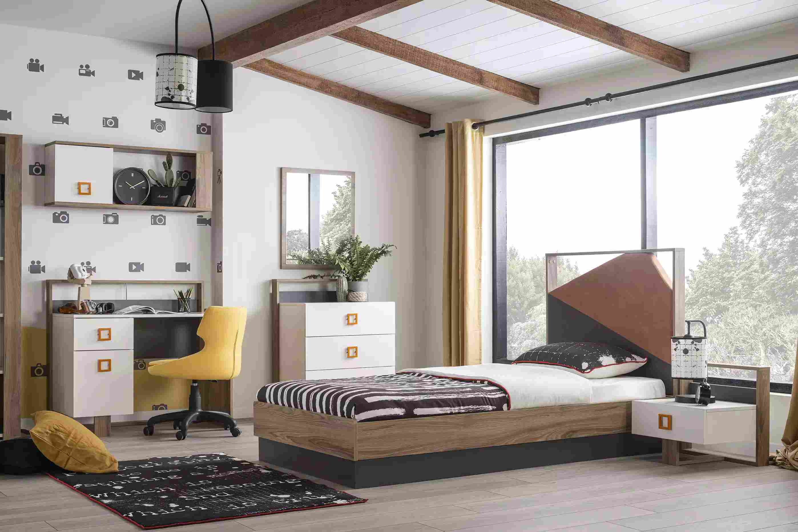 Kinderzimmer Garnitur Kinderbett Kindermöbel Bett Holz Grau Set 6tlg