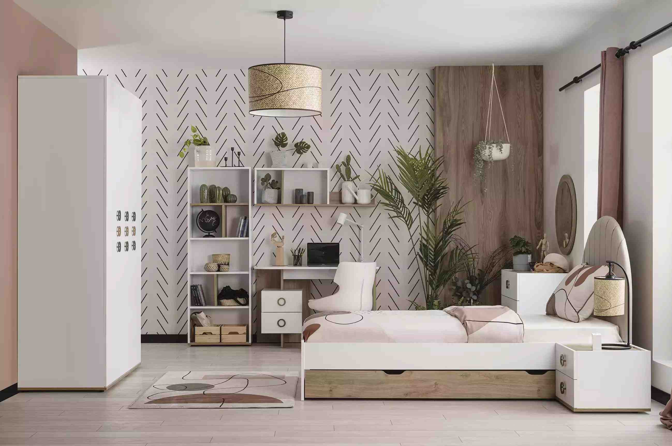 Kindermöbel Komplete Kinderbett Kinderzimmer Bett Holz Weiß Set 8tlg