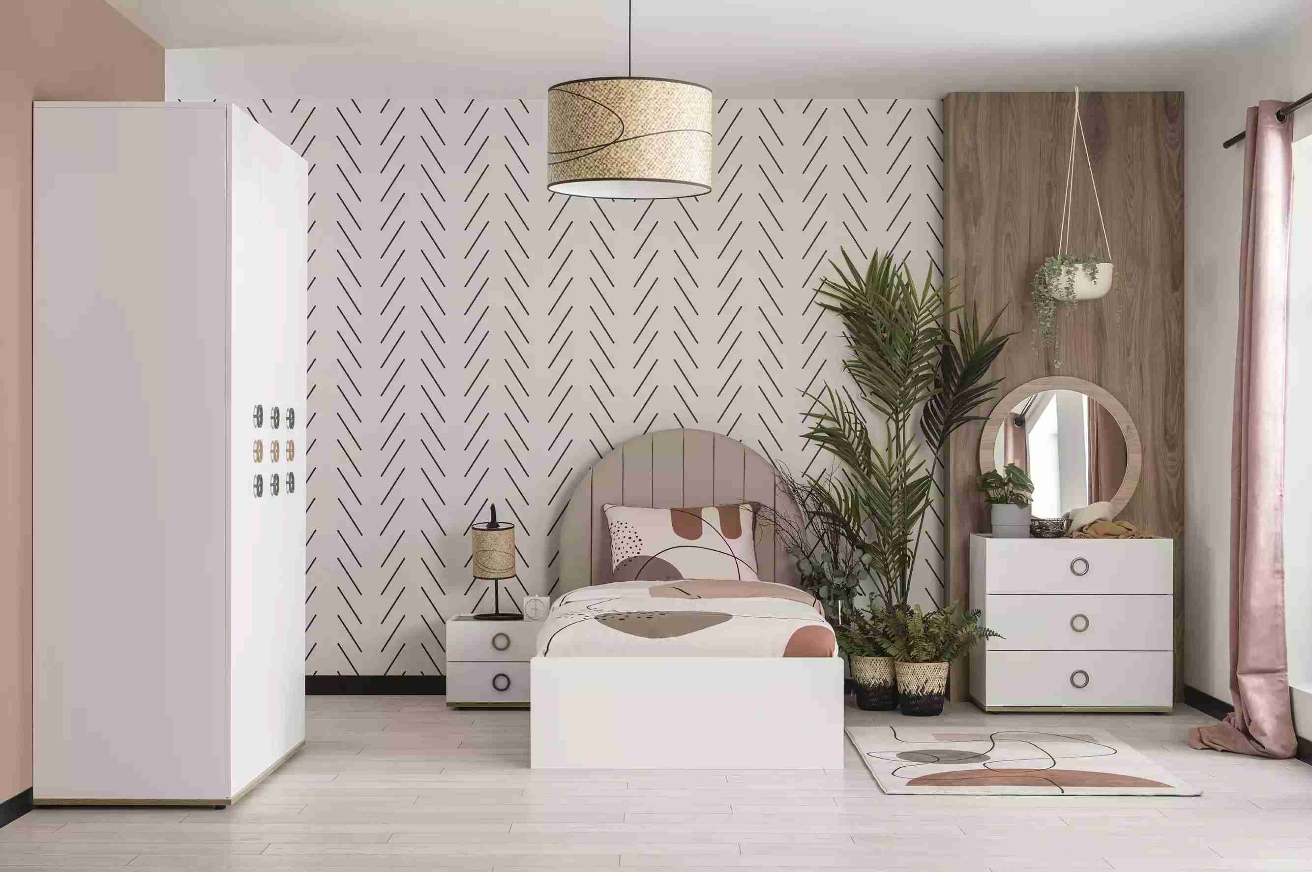 Garnitur Kinderzimmer Komplete Bett Kindermöbel Holz Weiß Set 5tlg