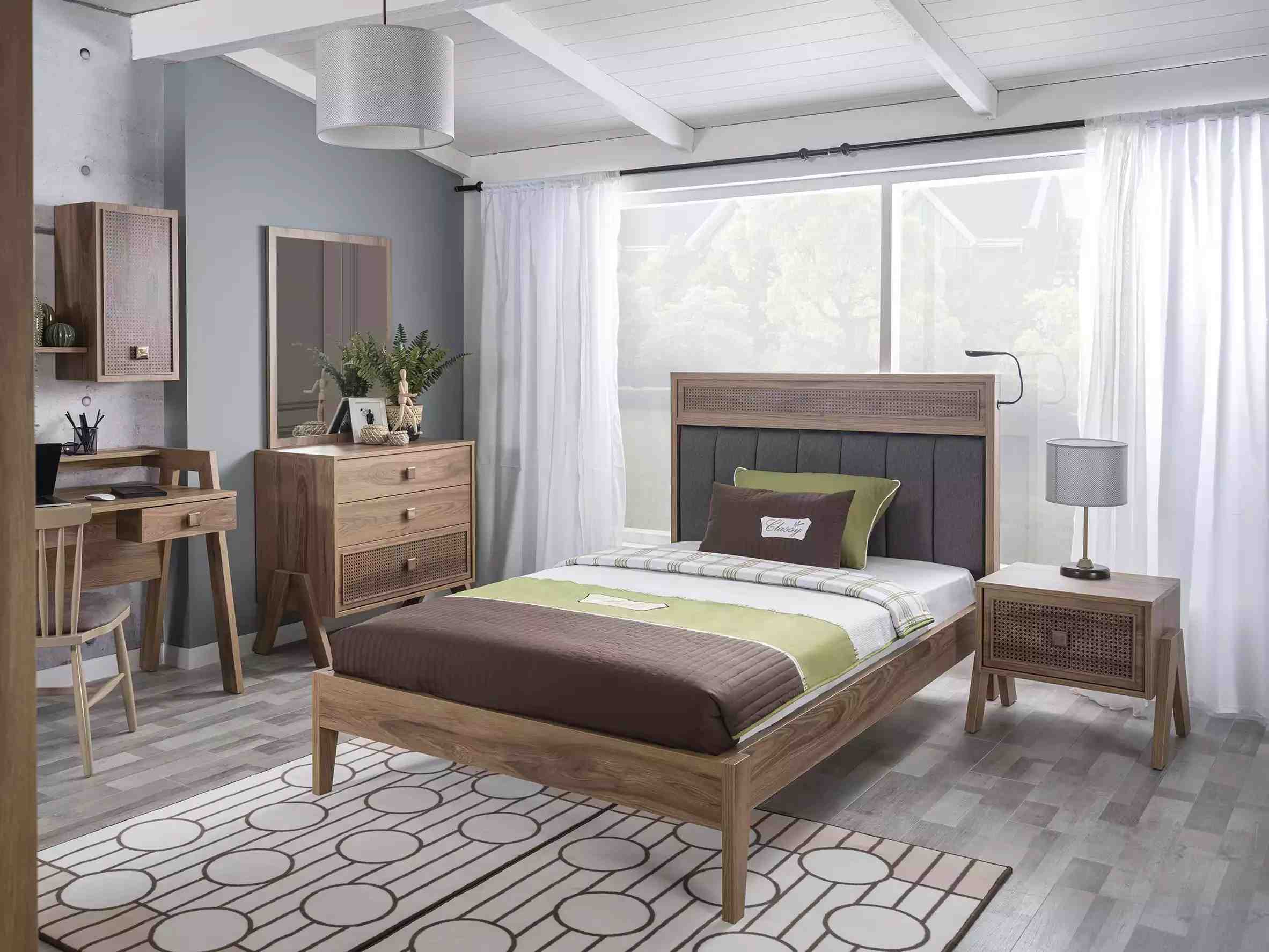 Kindermöbel Komplete Kinderbett Kinderzimmer Bett Holz Braun Set 4tlg