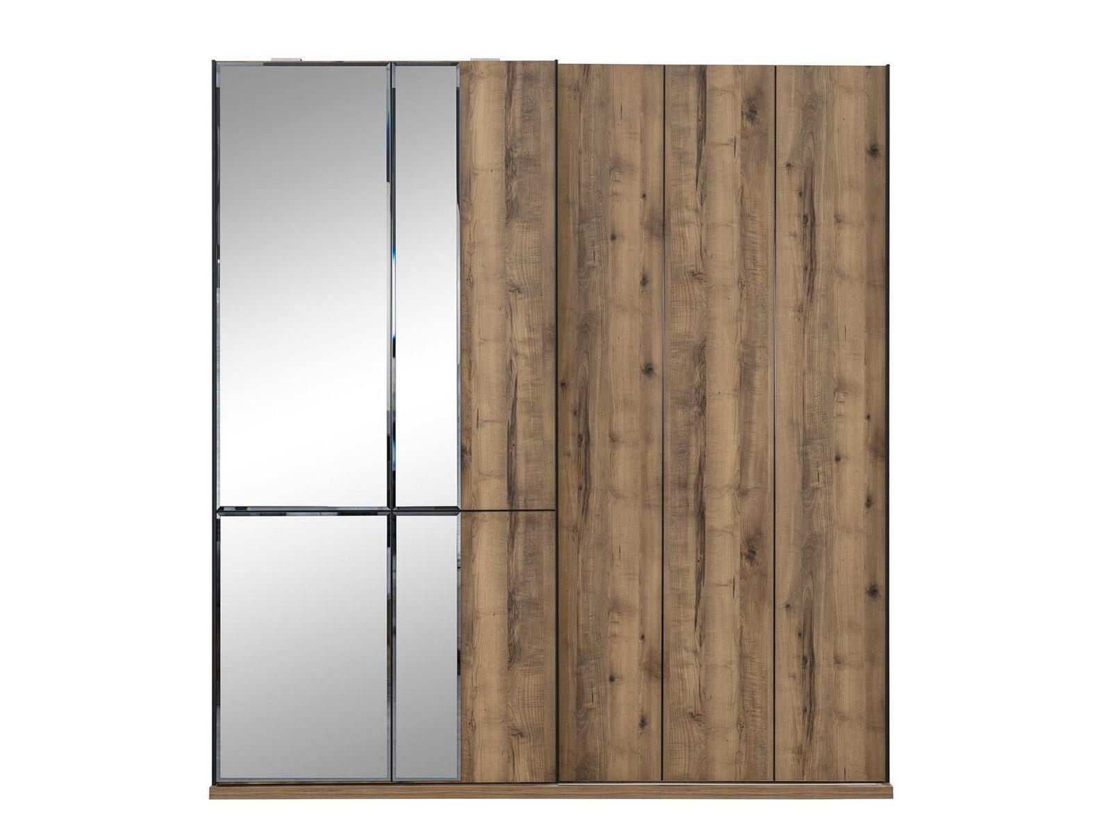 Design Kleiderschränke Kleiderschrank Schränke Braun Holz Spiegel Neu