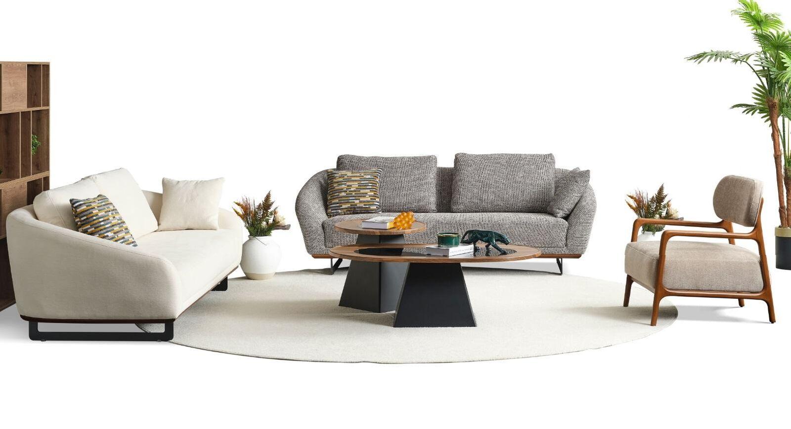 Mega Garnitur Sofas Dreisitzer Sessel Sofa Stoff Stoffsofa Polstersofa 3+3+1+1