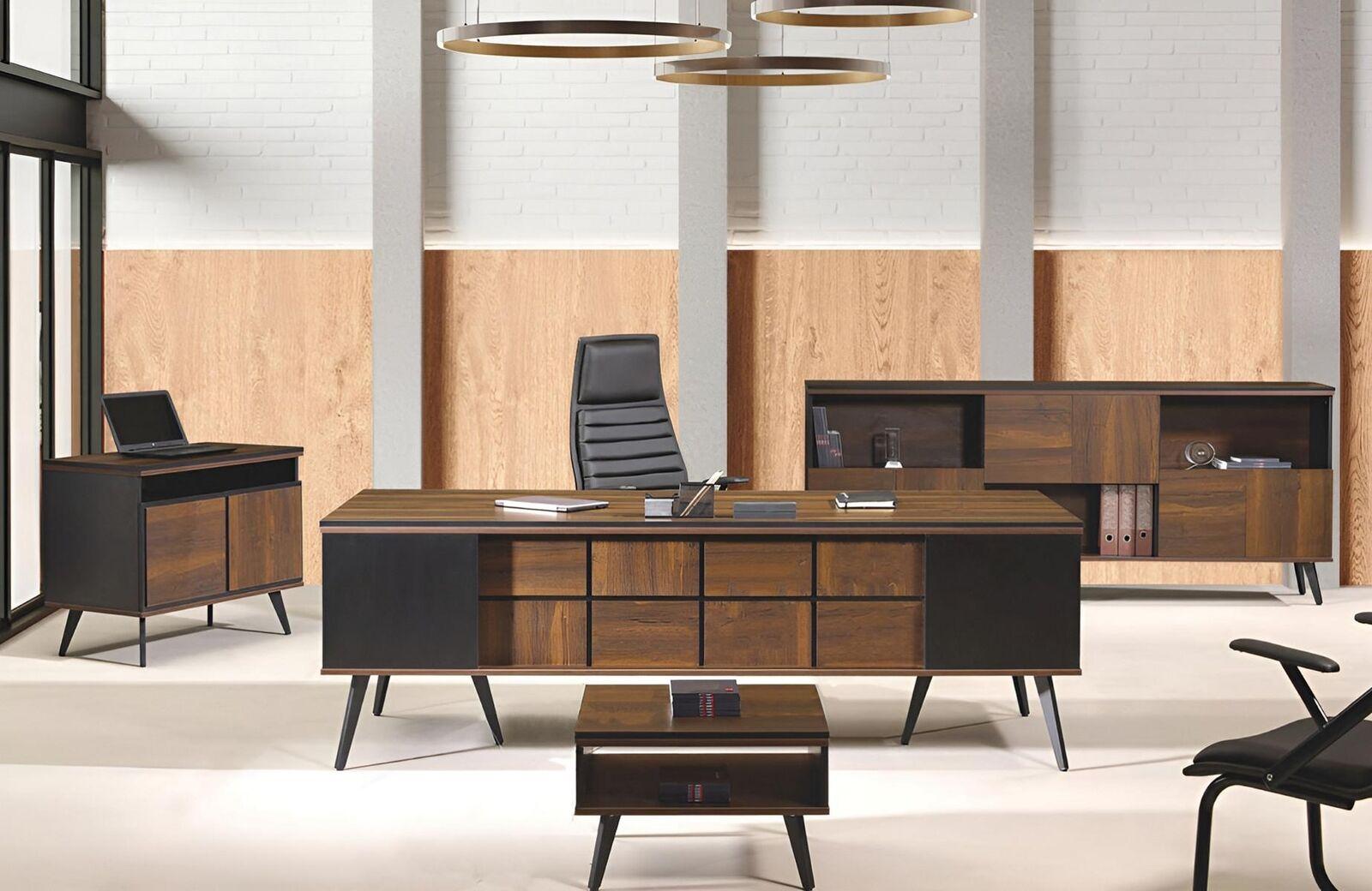 Schreibtisch Klassischе Komplette Arbeitszimmermöbel 4tlg Holz Braun