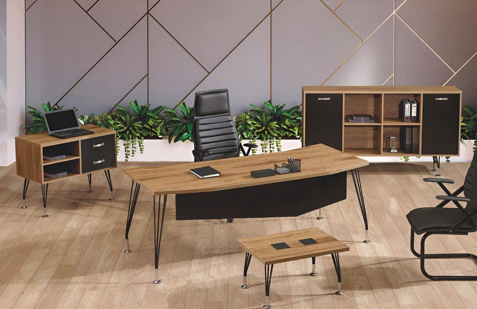 Komplettbüro Bürotisch Büromöbel Schreibtisch Set 4tlg Holz Schwarz