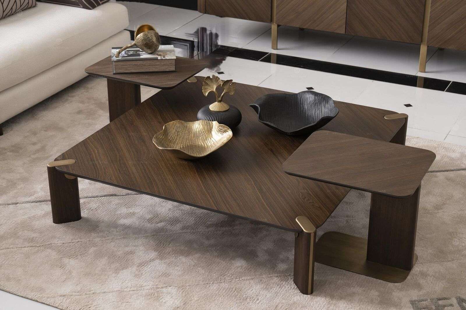 Gruppe 3tlg Couchtisch Beistelltische Kaffeetisch Braun Holz Set Tisch