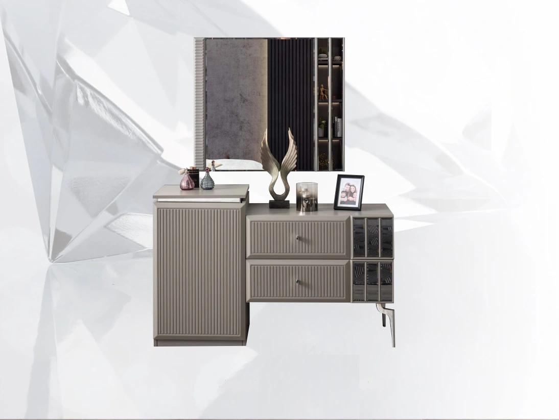 Schminktisch Frisiertisch Konsolentisch Spiegel Holz Grau Schlafzimmer