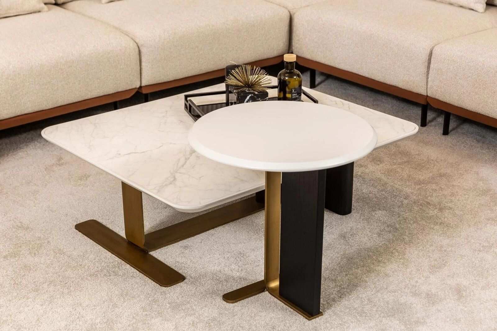 Gruppe Couchtische Sofatische Kaffeetische Holz Beistelltische Weiß