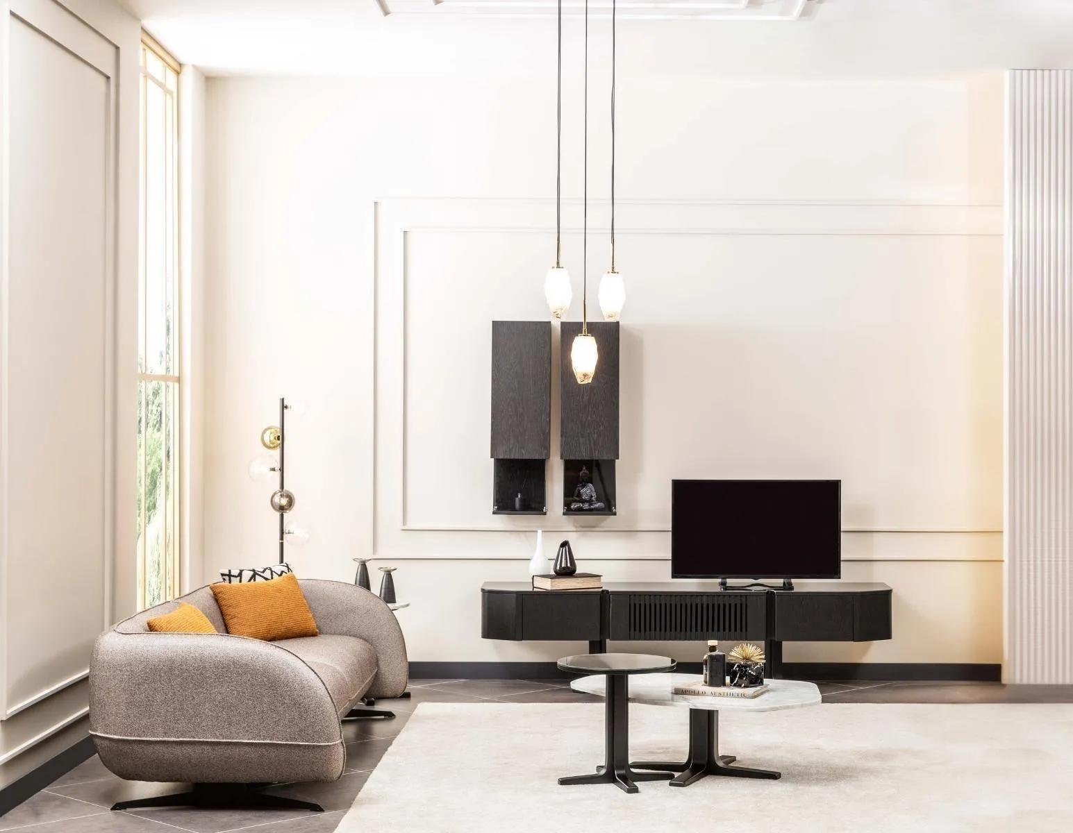 Komplette Moderne Wohnzimmer Garnitur Stoffsofa TV-Ständer 6tlg