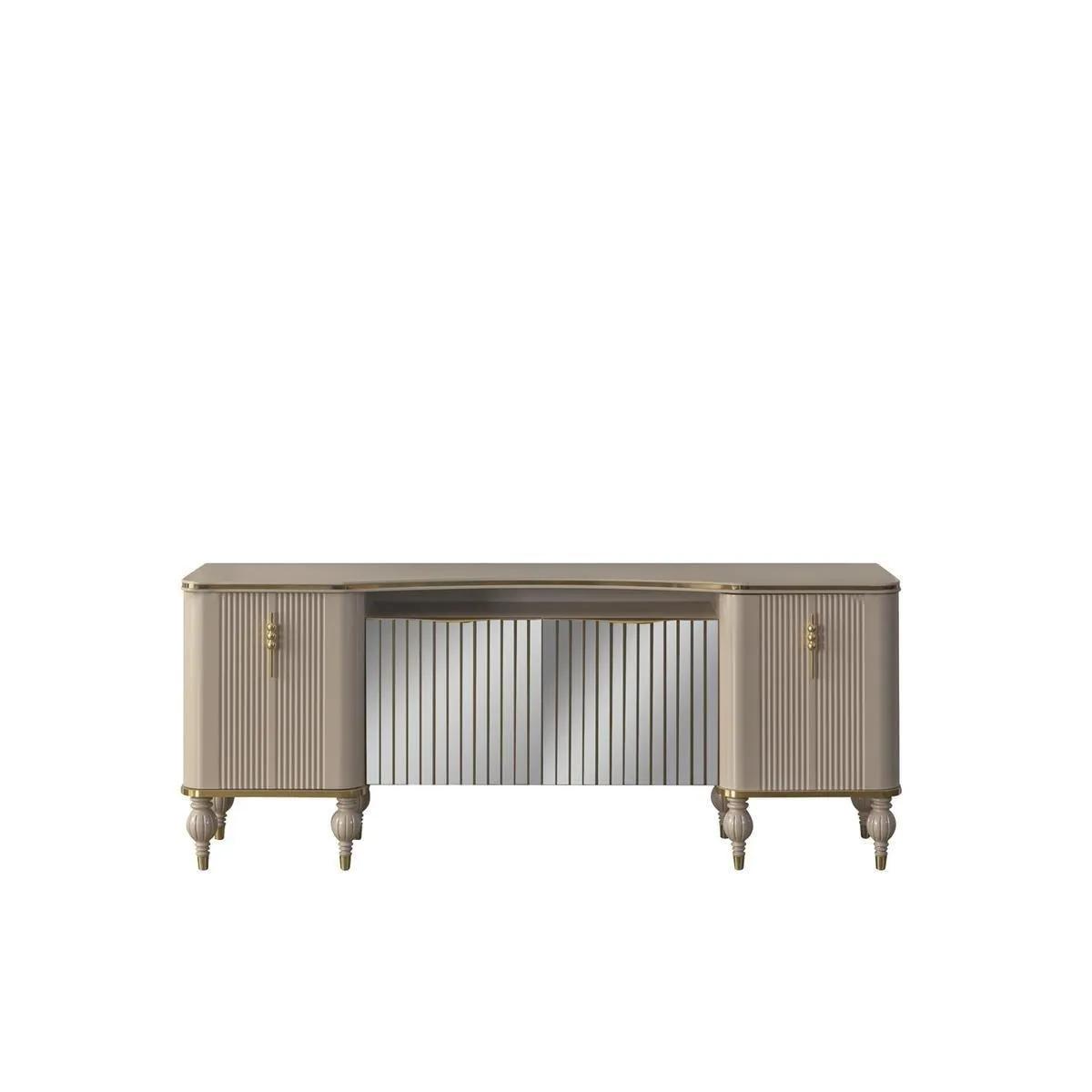 Moderne Beige Anrichte Luxuriöses Sideboard Wohnzimmer Holzschrank