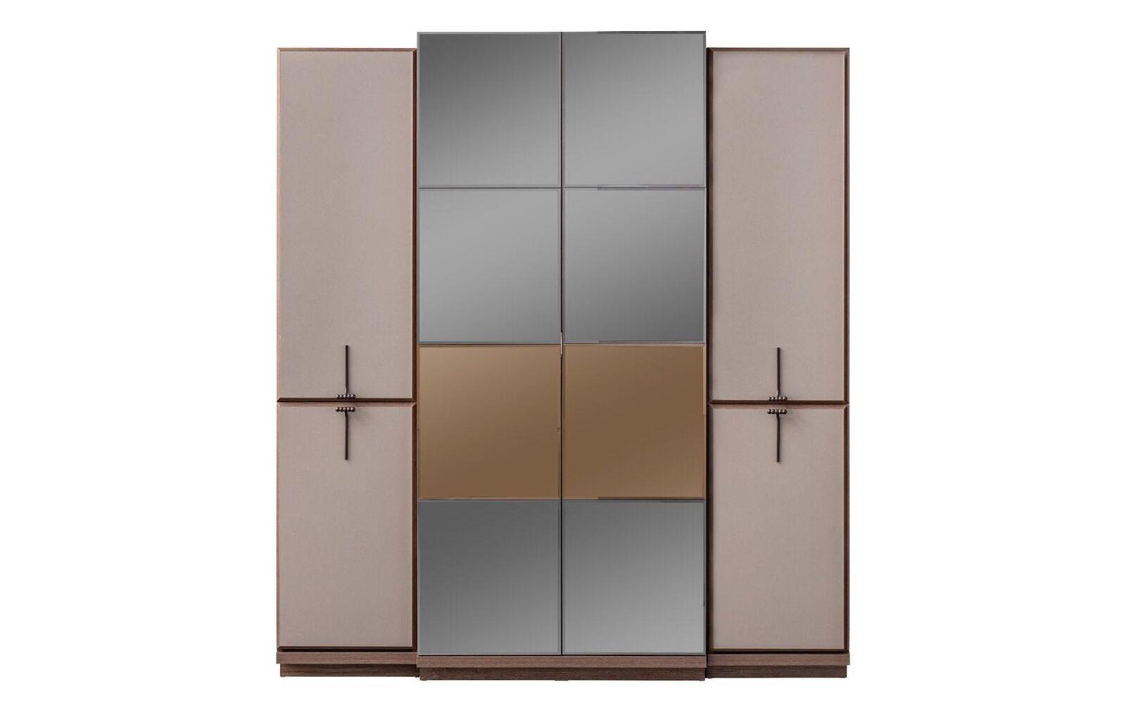 Beiger Schlafzimmerschrank Designer Holz Kleiderschrank Glasschrank Neu