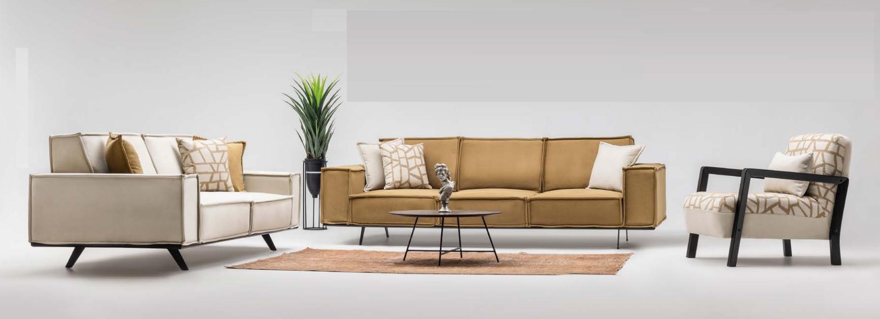 Sofagarnitur Viersitzer Dreisitzer Sessel Stoffsofa Sofa Braun Set