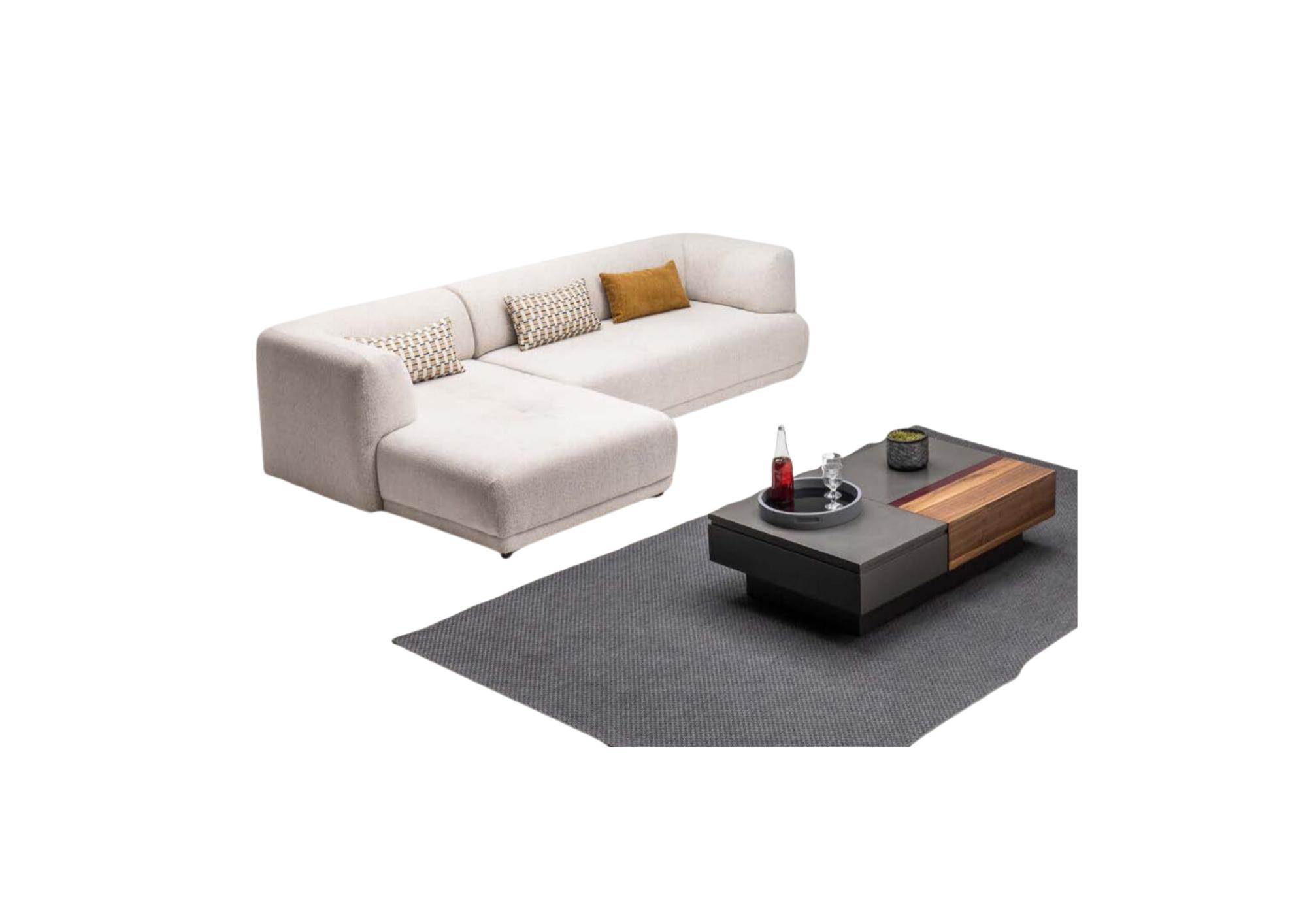 Eckgarnitur Ecksofa L form Stoffsofa Polstersofa Couch Sofa Beige
