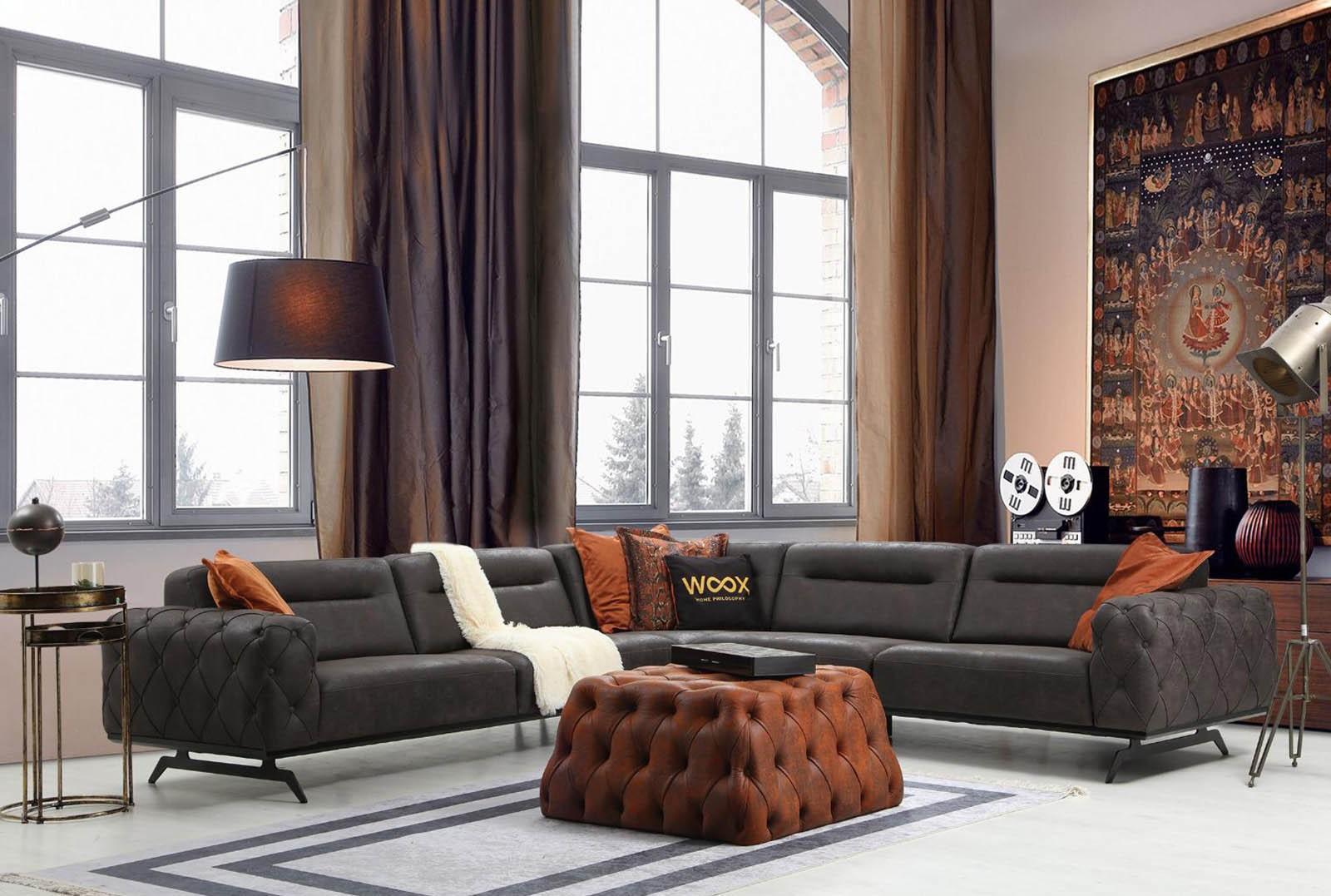 Eckgarnitur Stoffsofa Ecksofa L form Couch Grau Sofa Polstersofa Möbel