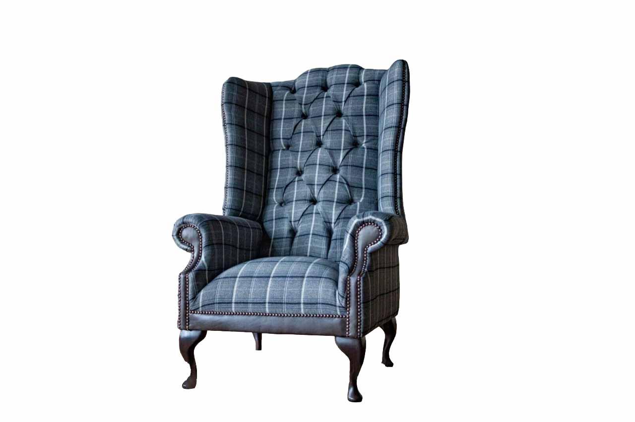 Ohrensessel Chesterfield Sessel Couch 1 Sitzer Sofa Textil Couchen Stoff