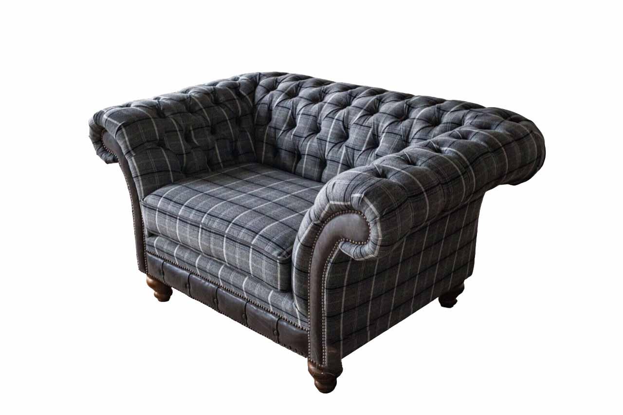 Chesterfield Sessel Couch 1 Sitzer Sofa Textil Stoff Couchen Polster