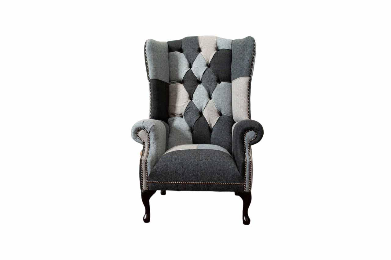 Ohrensessel Chesterfield Sofa Couch Polster 1 Sitzer Sessel Sofas Textil