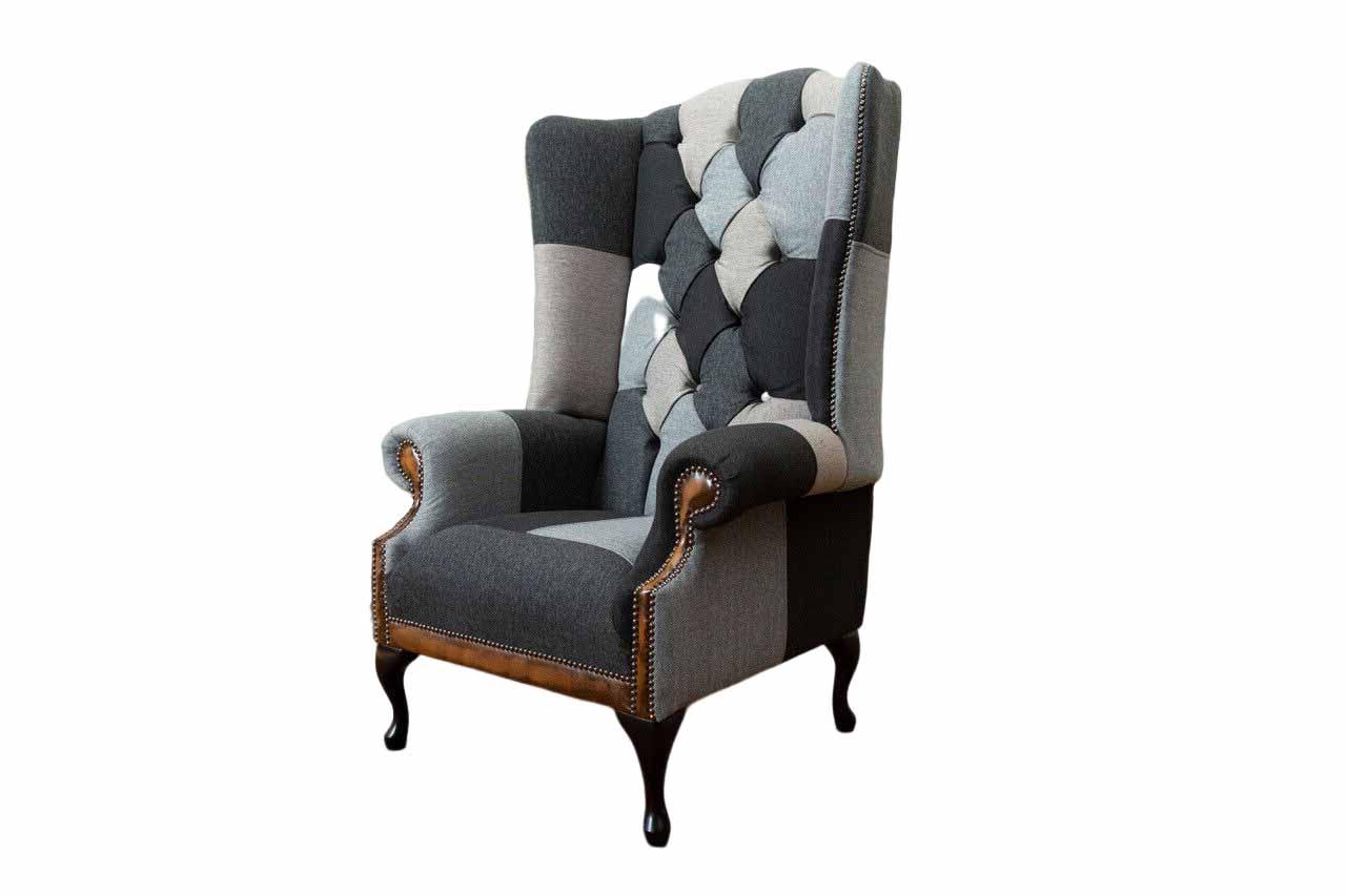Chesterfield Ohrensessel Sessel 1 Sitzer Sofa Couch Polster Textil