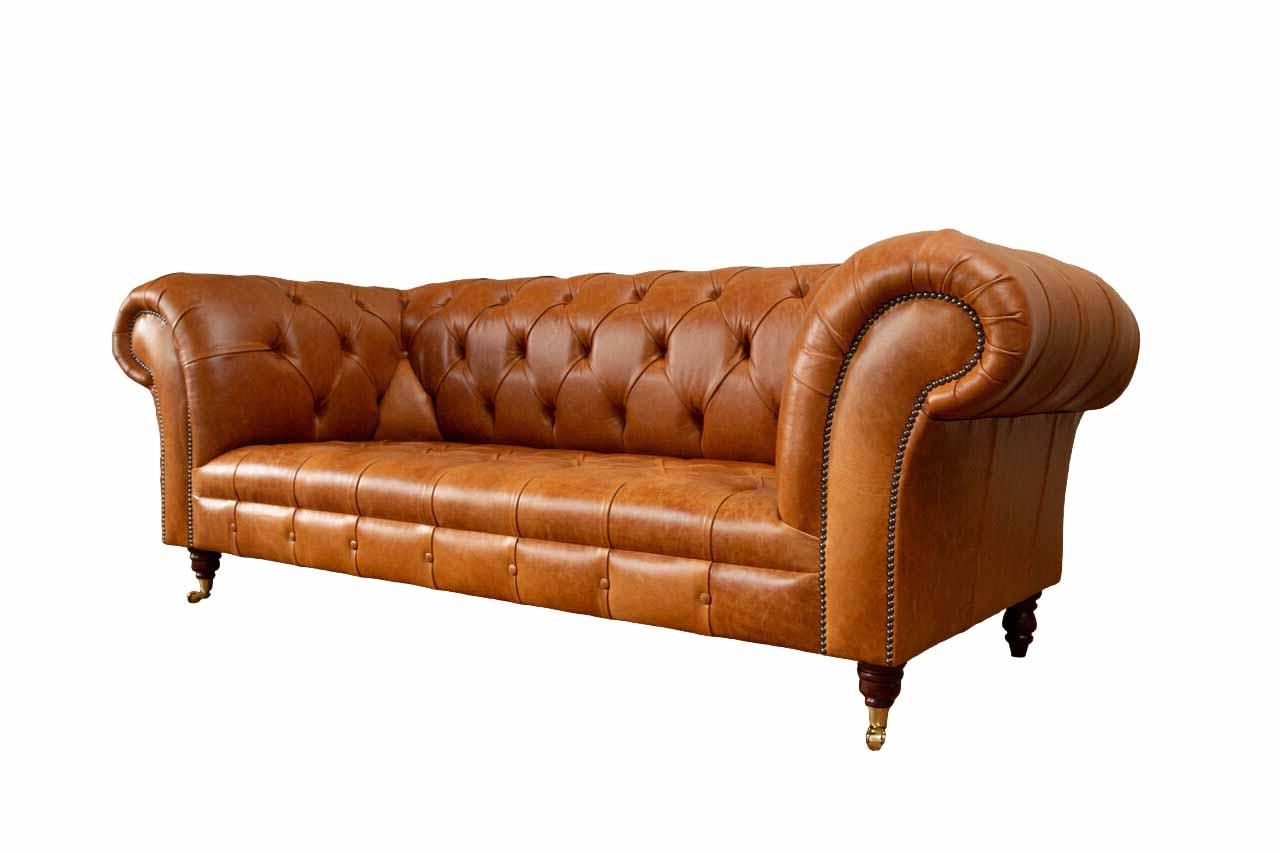 Cognac Sofa 3 Sitzer Polster Sofas Design Luxus Möbel Leder Couchen Dreisitzer
