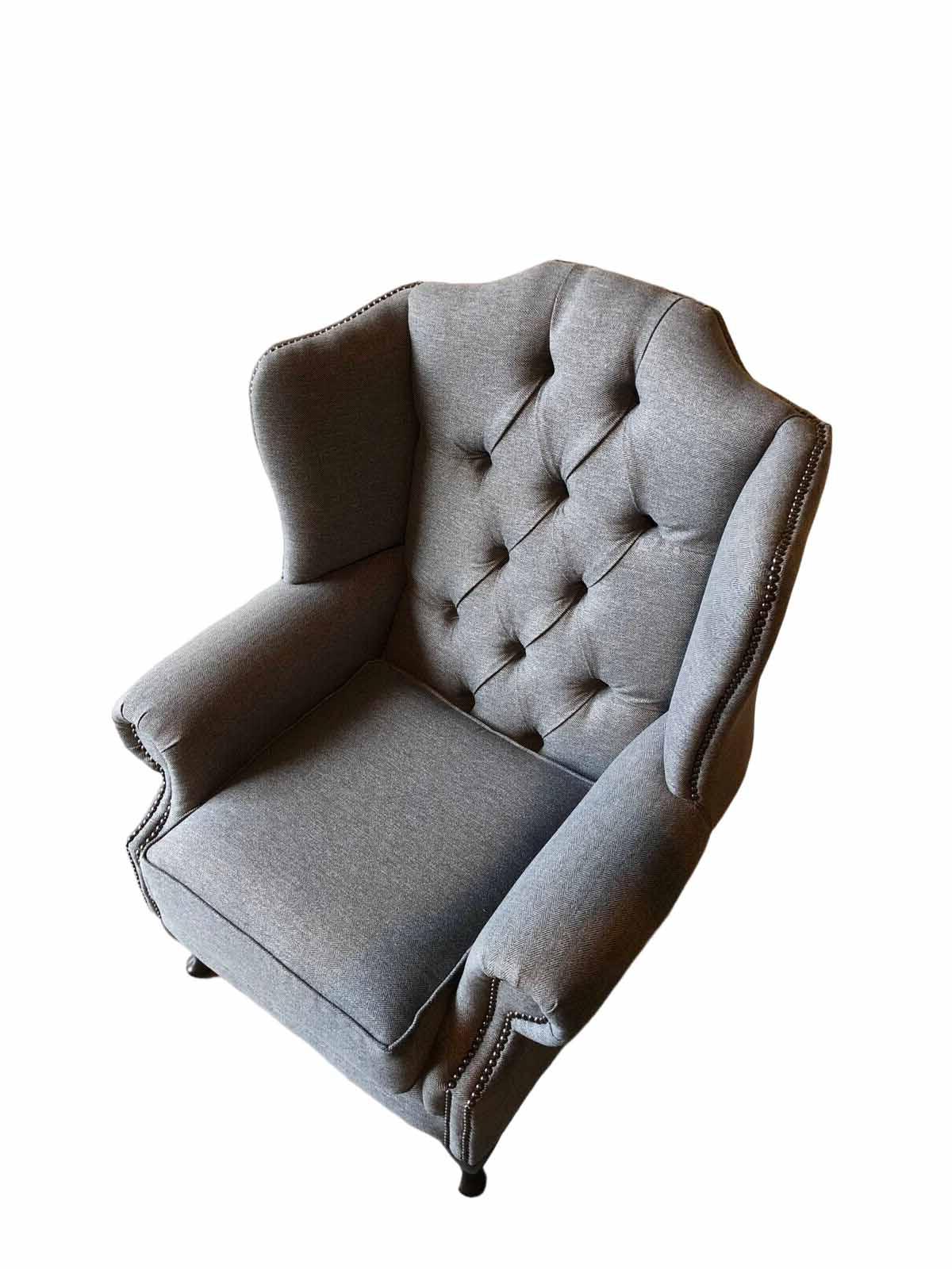 Sessel Ohrensessel Stoff Grau Wohnzimmer Polyester 1 Sitzer Modern