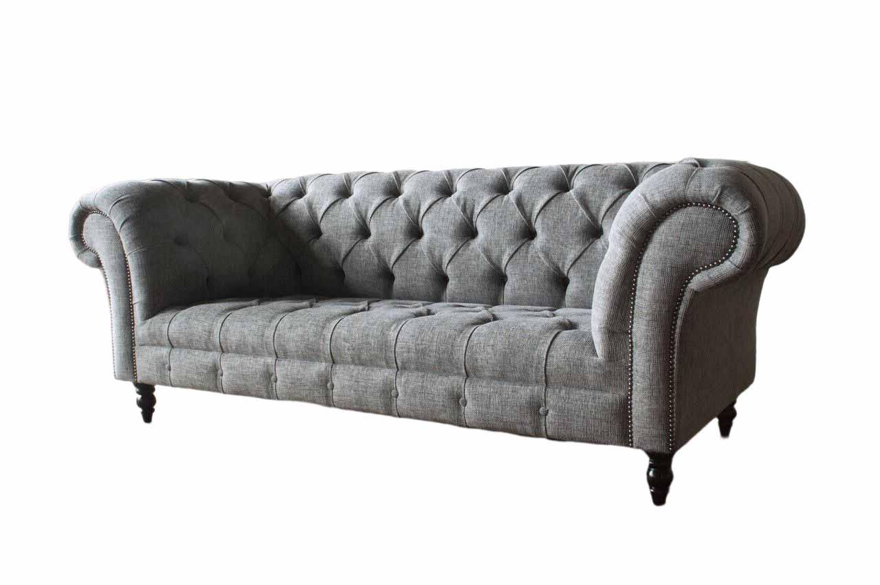 Chesterfield Couch Sofa Polster 3 Sitzer Couchen Sitz Sofas Grau