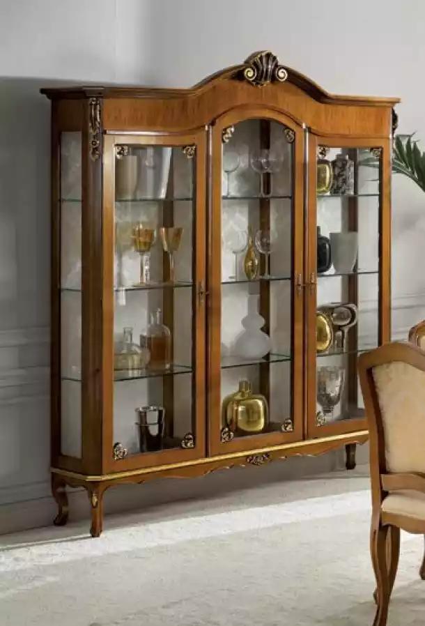 Klassische Vitrine Holz Edler Luxus Glas Schrank Holz Regal Vitrinen