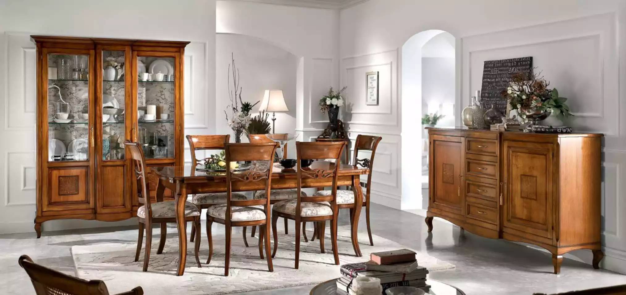 Esstisch 6 x Stühlen Esszimmer Essgruppe Holz Sideboard 9tlg.Garnitur