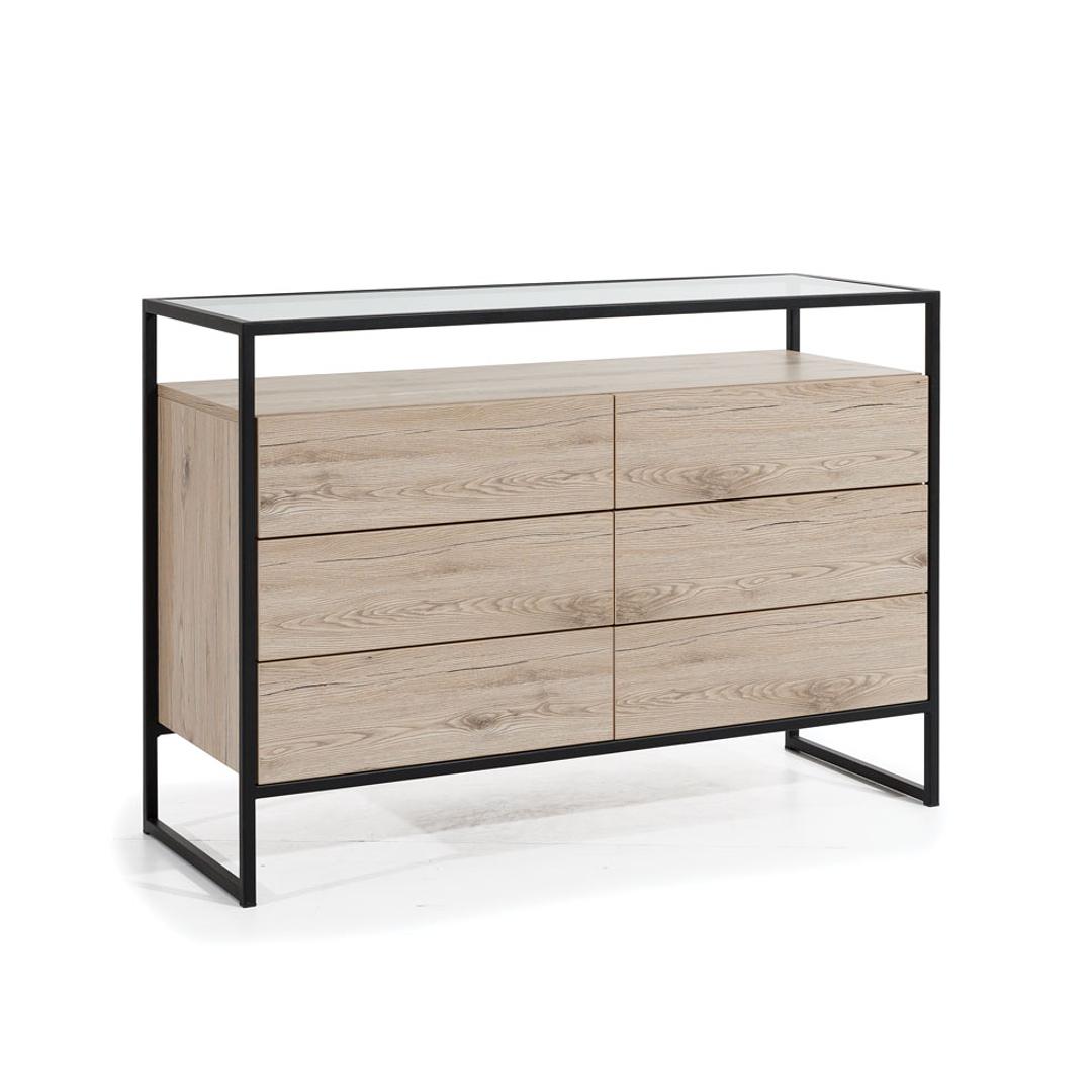 Braune Schlafzimmer Kommode 3-Schubladen Moderne Holz Anrichte Möbel